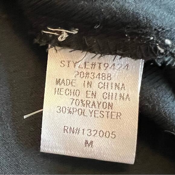 Black ruffled embroidered short sleeve boho festival top by Entro Medium - Picture 5 of 5